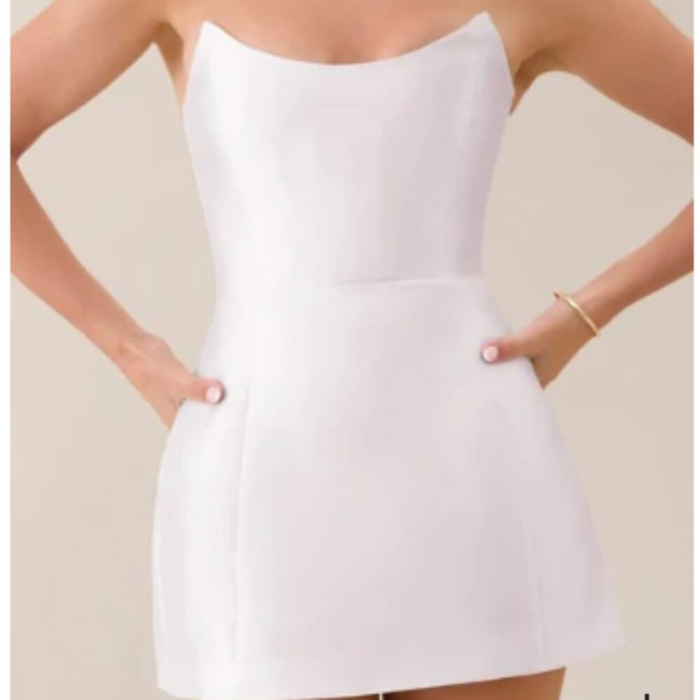 Heiress Beverly Hills - White strapless sheen corset mini dress- Small